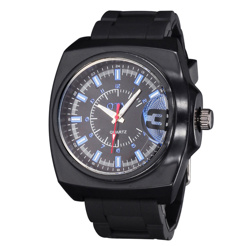 otm quartz movement silicone band wrist watches men male clock luminous pointer 24 hours display special thick dial wristwatch