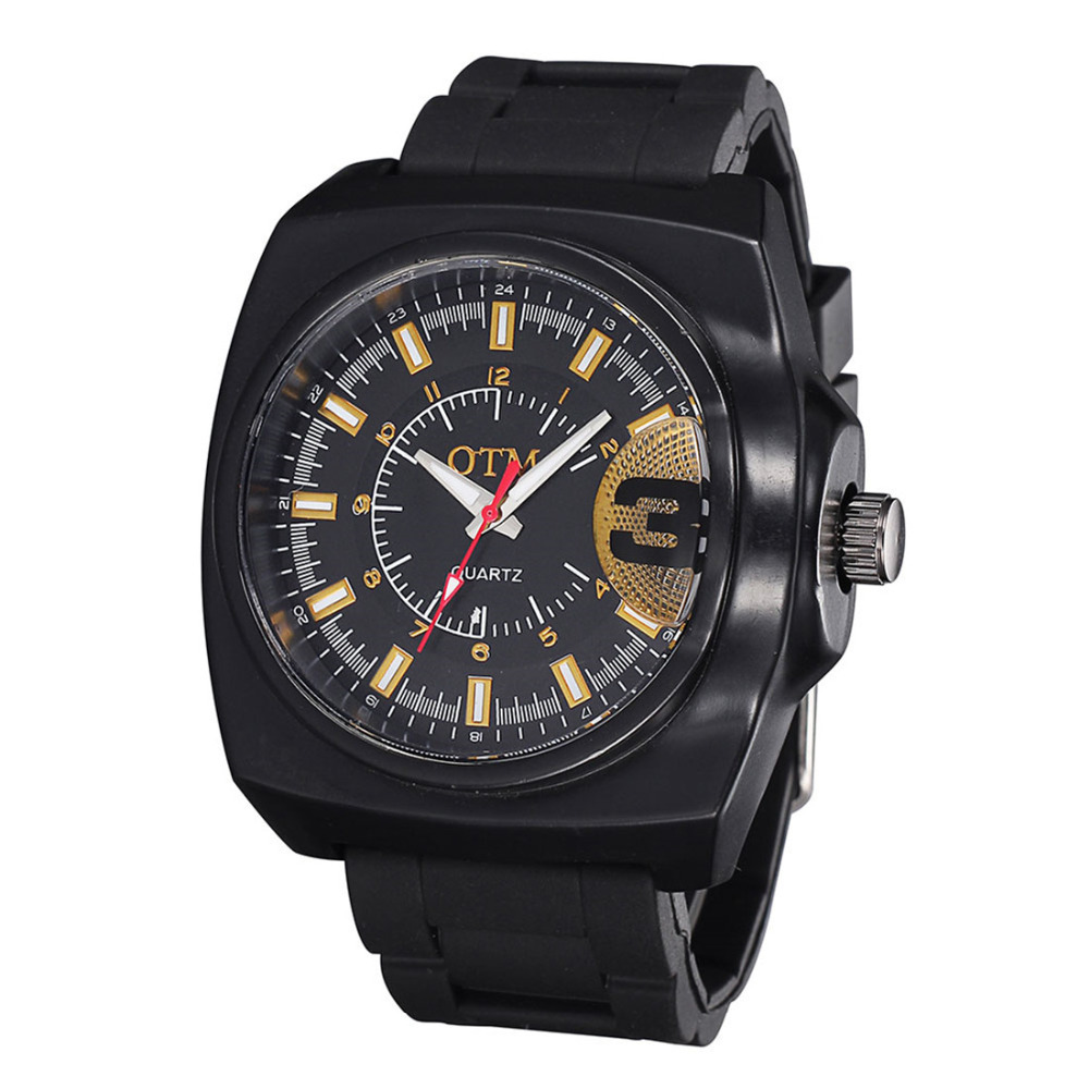 otm quartz movement silicone band wrist watches men male clock luminous pointer 24 hours display special thick dial wristwatch
