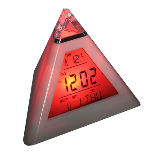 pyramid colorful led digital music alarm clock electronic desk clock with 7 color changing backlight