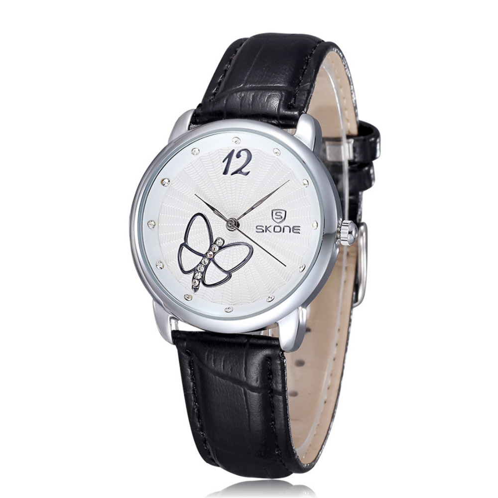 skone 5026 waterproof pu leather women wristwatches ladies wrist watch for female girl gift ( red / white / pink / black )