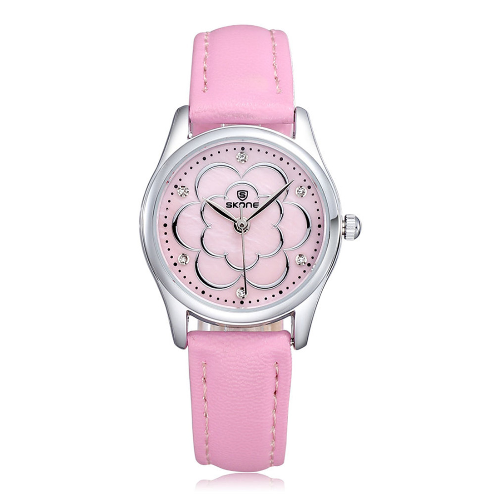 skone 5039 rhinestone waterproof women ladies wrist watch pu japan imported quartz movement wristwatches for female girl gift