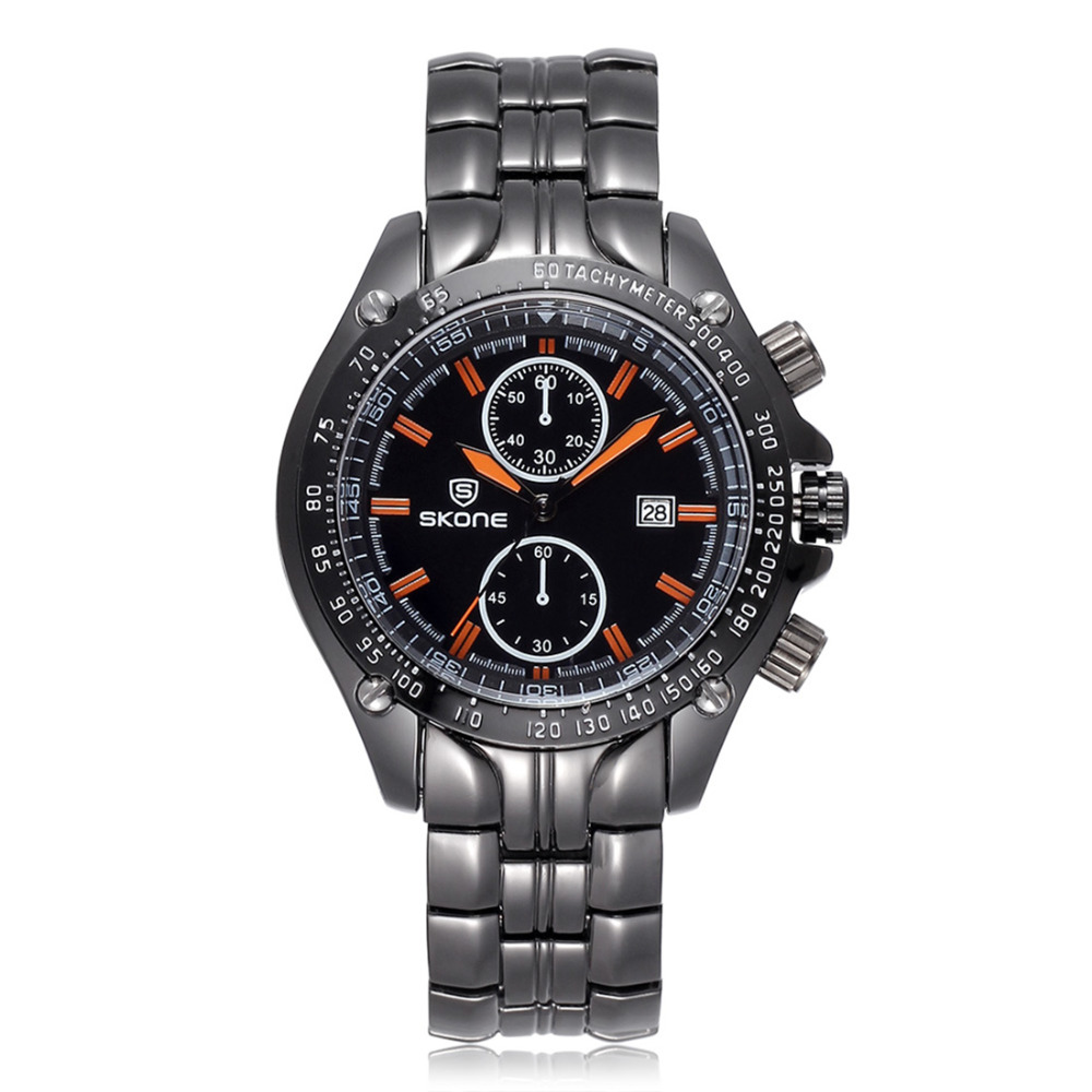 skone 5047 fashion men wrist watches quartz movement alloy case male men clock wristwatches with safe lock