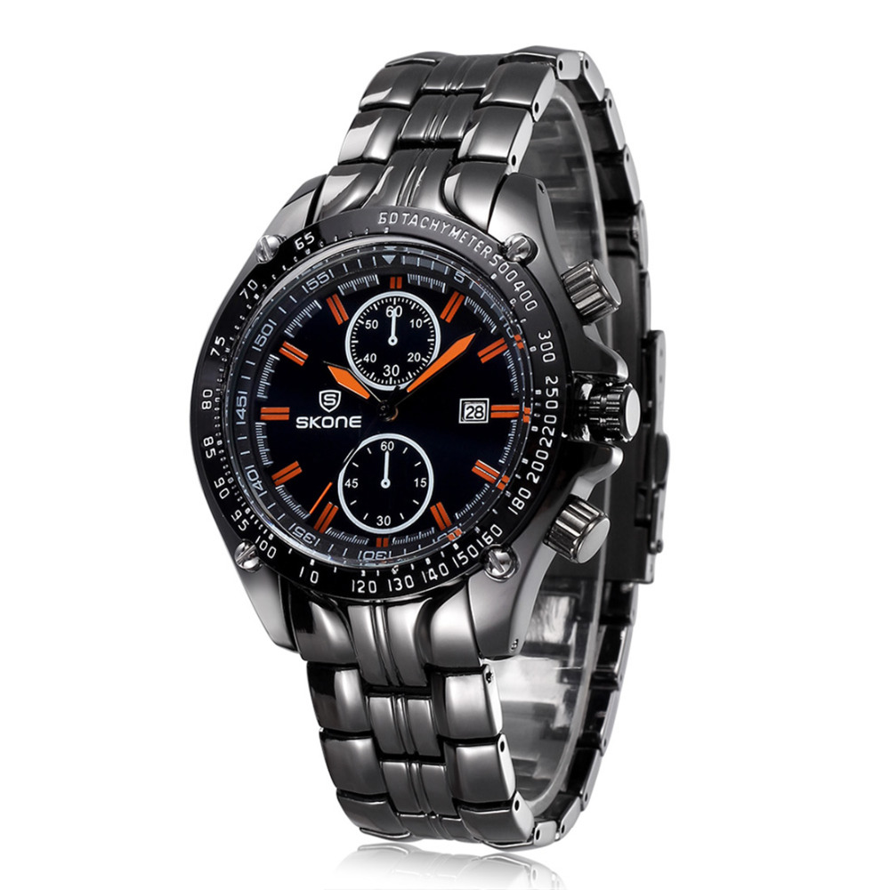 skone 5047 fashion men wrist watches quartz movement alloy case male men clock wristwatches with safe lock