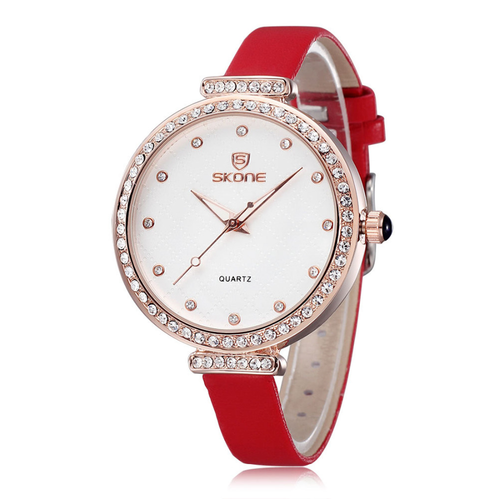 skone fashion ladies wrist watch imported japan quartz movement waterproof stainless steel female women clock wristwatches