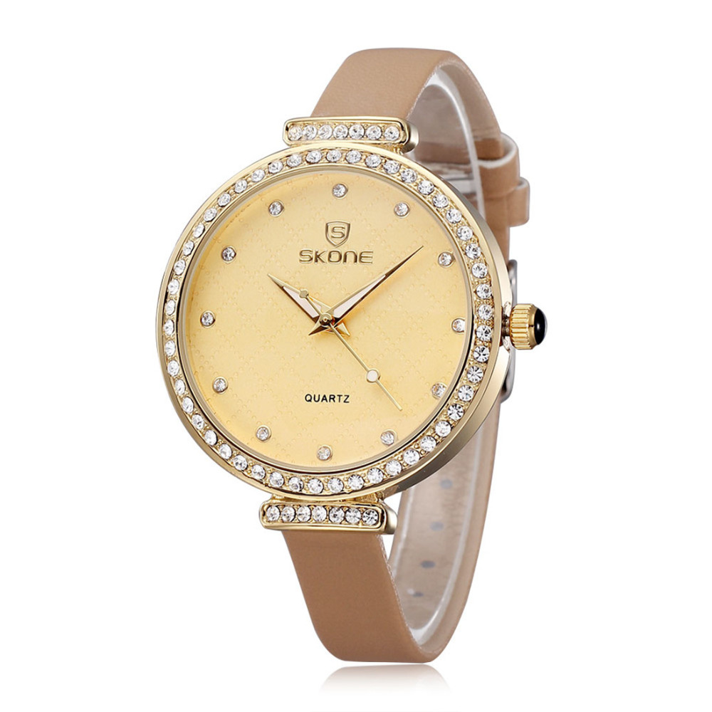 skone fashion ladies wrist watch imported japan quartz movement waterproof stainless steel female women clock wristwatches
