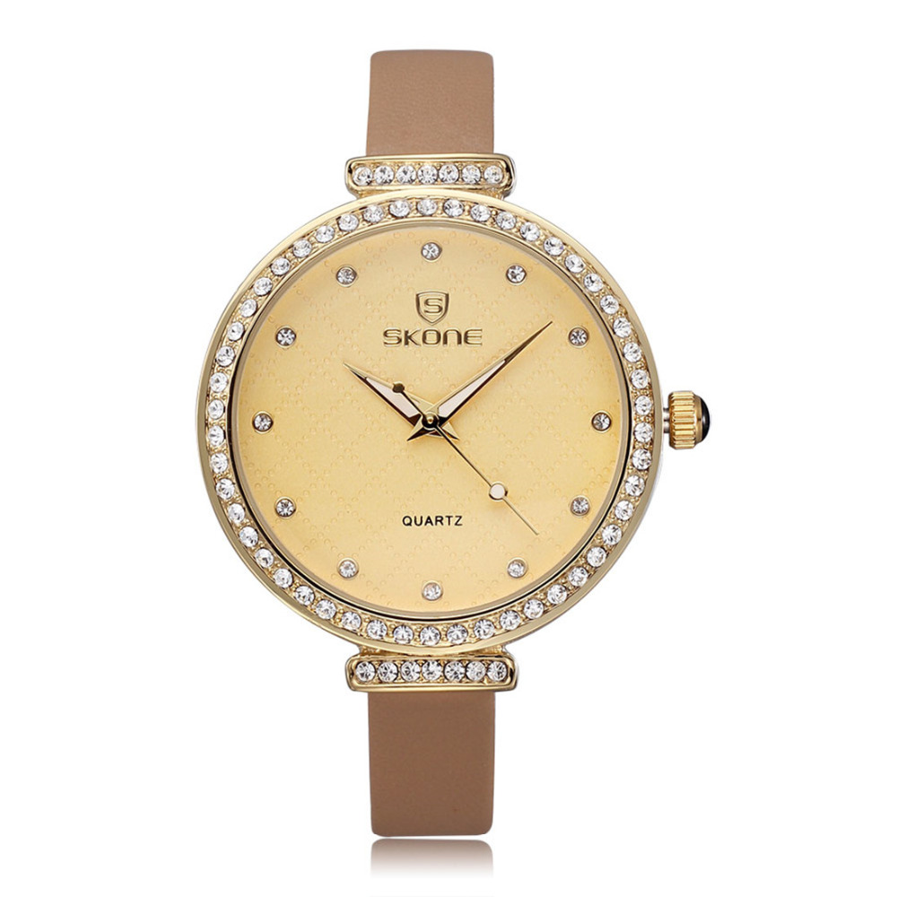 skone fashion ladies wrist watch imported japan quartz movement waterproof stainless steel female women clock wristwatches