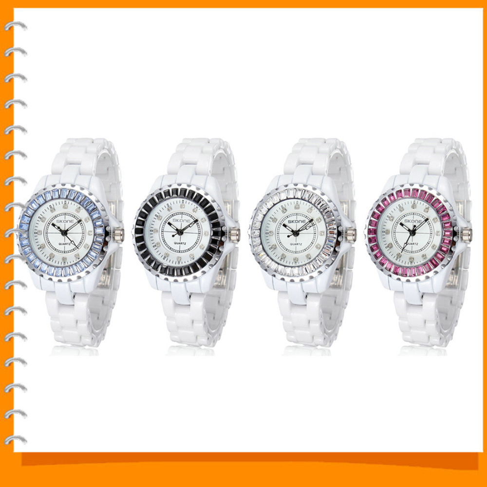 skone fashion wrist watch women japan quartz shinny rhinestones artificial white ceramic watch ladies female girl wristwatch skone fashion wrist watch women japan quartz shinny rhinestones artificial white ceramic watch ladies female girl wristwatch