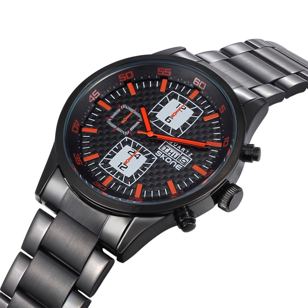 skone imported japan quartz movement watches men waterproof round alloy fashion wrist watch men wrisrwatches