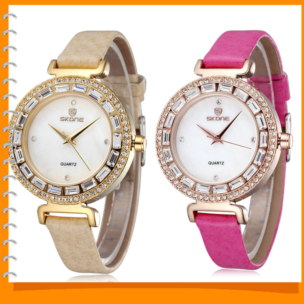 skone waterproof pu leather quartz ladies wrist watch women clock wristwatches for female girl ( gold / rose red ) skone waterproof pu leather quartz ladies wrist watch women clock wristwatches for female girl ( gold / rose red )