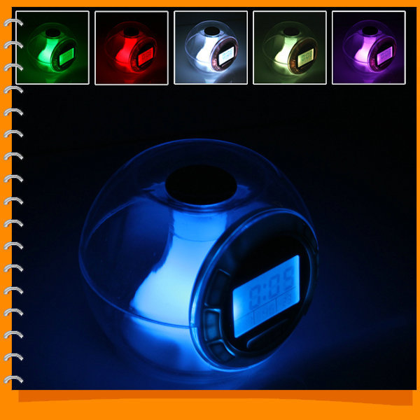transparent multifunctional calendar alarm clock electronic digital alarm clock with 7 color changing light 6 natural sounds transparent multifunctional calendar alarm clock electronic digital alarm clock with 7 color changing light 6 natural sounds