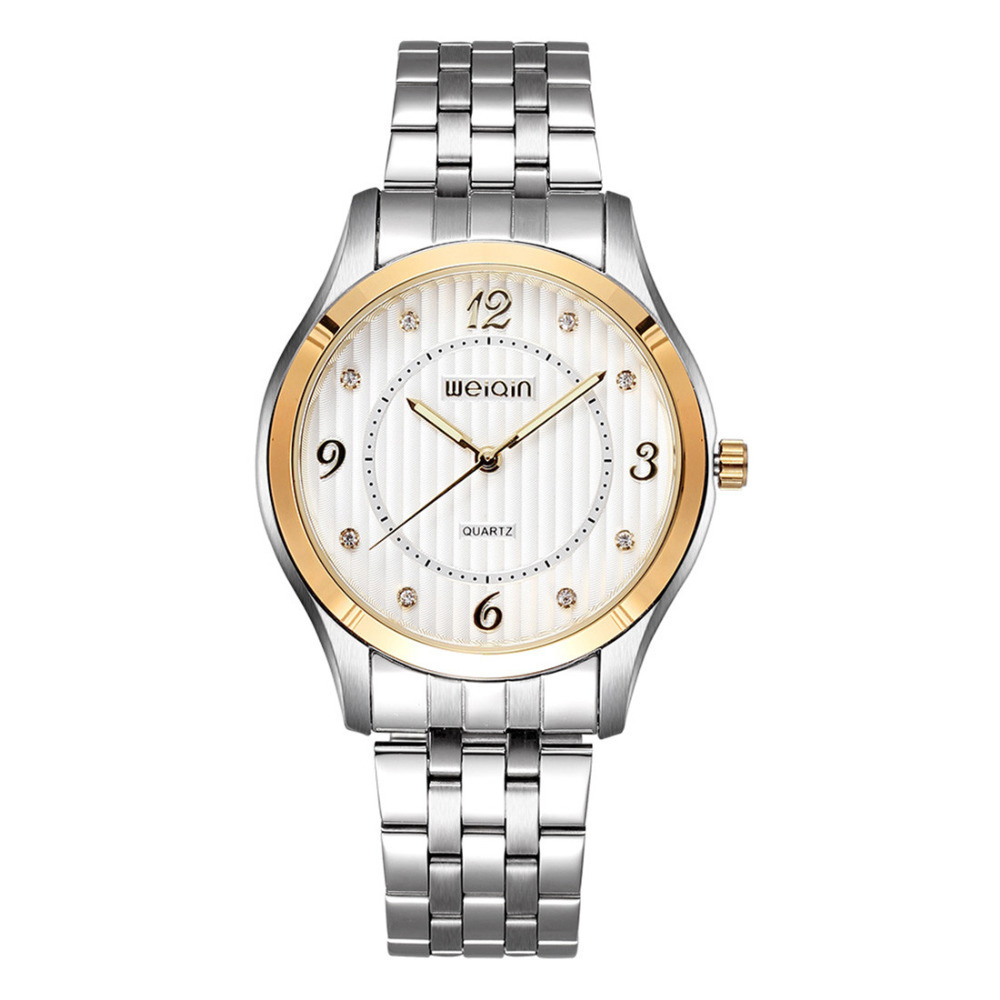 weiqin 5067 luminous pointer stainless steel wristwatch quartz wrsit watches men male clock with big number