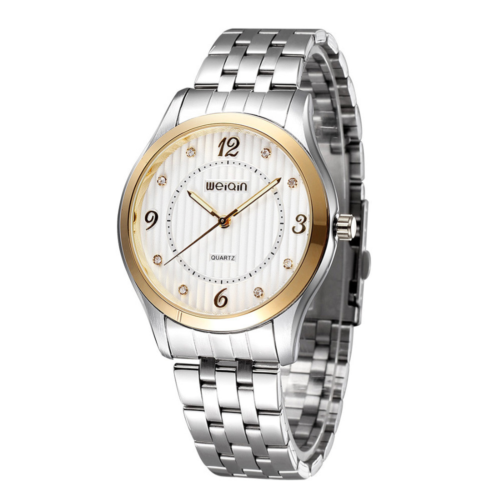 weiqin 5067 luminous pointer stainless steel wristwatch quartz wrsit watches men male clock with big number