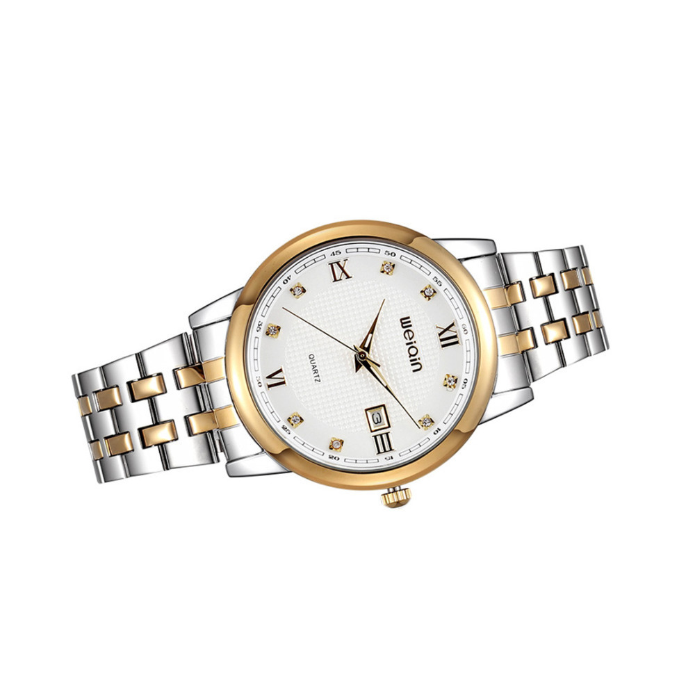 weiqin 5070 silver quartz wrist watches men male clock roman number stainless steel dress watches wristwatch with calendar