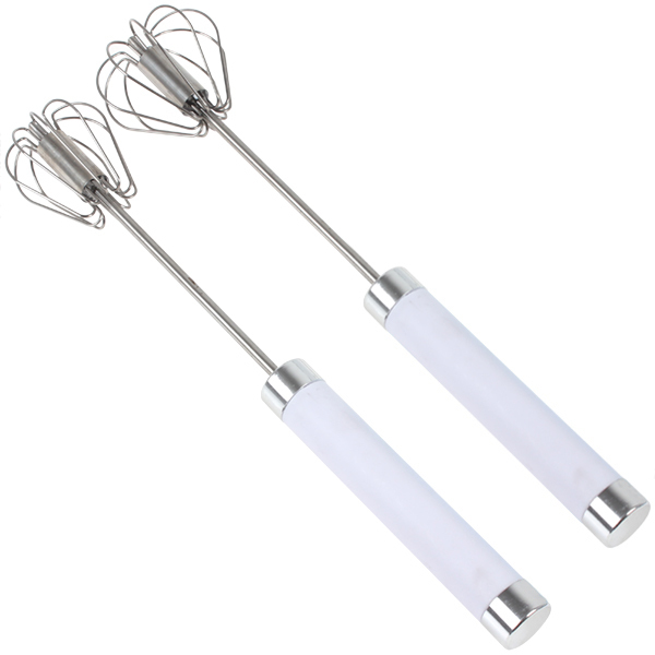 2pcs/pair! stainless steel egg beaters handheld press & spin action manual egg beater kitchen egg stiring for better whisk blend