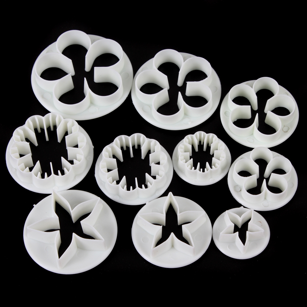 33pcs 10 sets mixed fondant plunger cutters mould and tools for plastic fondant cake decoration tools & cookie sugarcraft