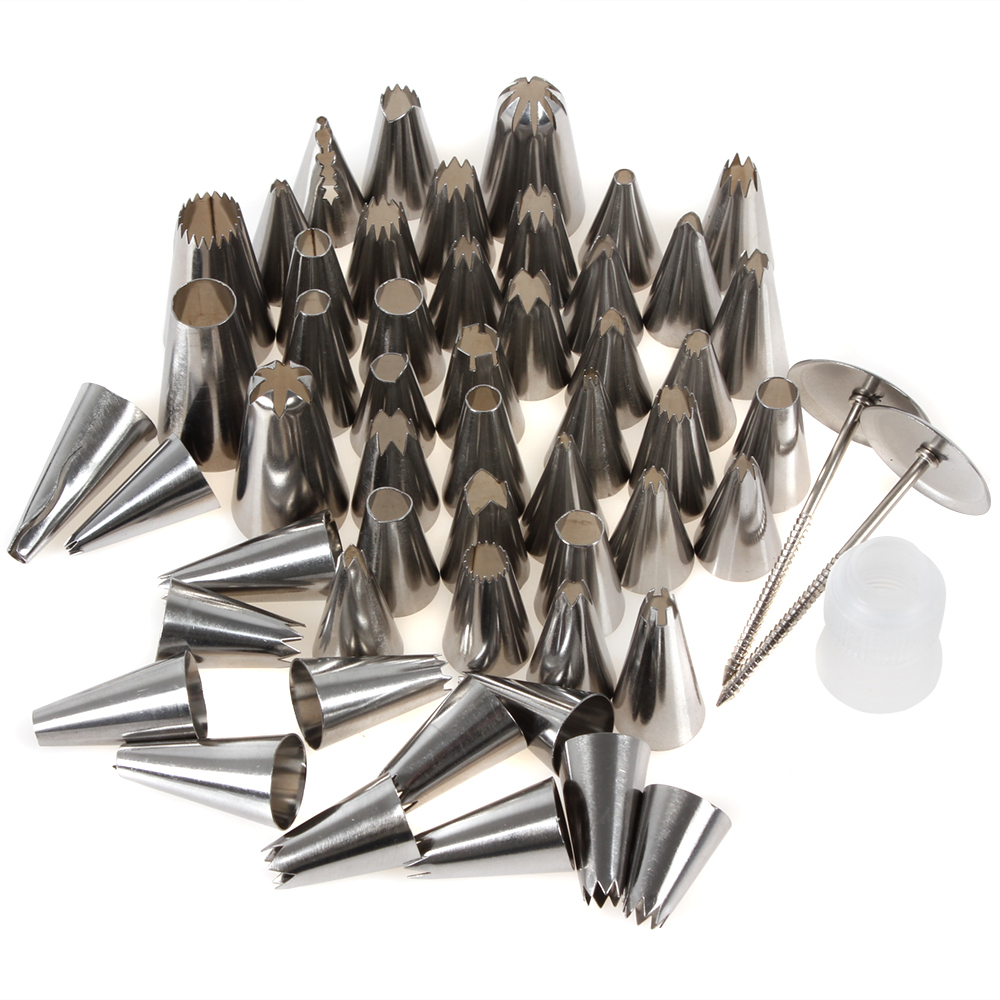 52pcs icing piping nozzles pastry tips stainless steel fondant cake piping nozzles set sugarcraft decorating tool