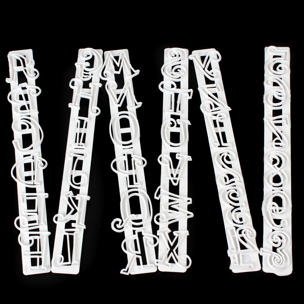6pcs/set letters&numbers shape fondant cake decorating stencil set embossing cutter mould for cakes / sugar paste / diy cookie