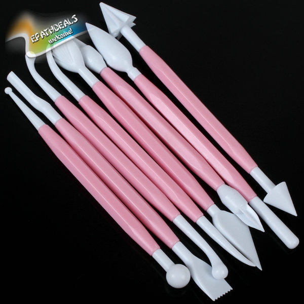 8pcs/set! fondant cake decorating modelling cake flowers tools sets fondant cake modeling craft decorating with 16 craft head