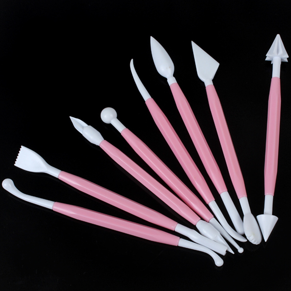 8pcs/set! fondant cake decorating modelling cake flowers tools sets fondant cake modeling craft decorating with 16 craft head