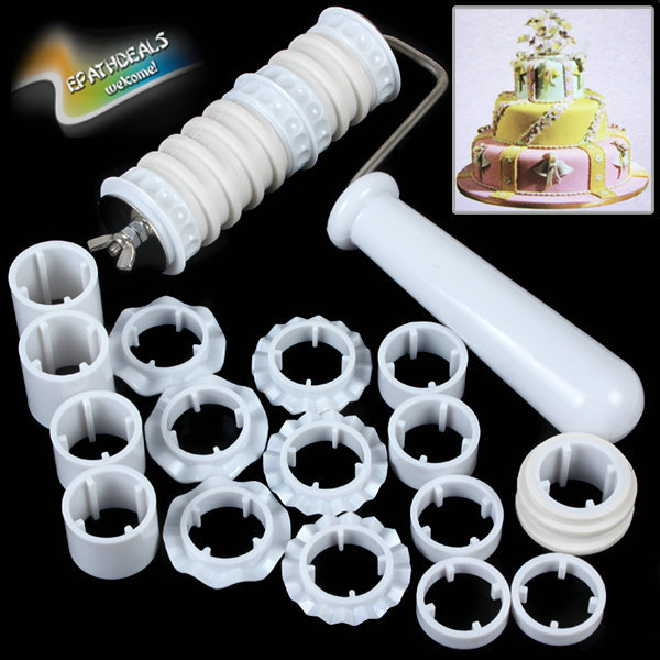 fondant cake cookies biscuit flour ribbon roller cutter embosser fondant cake decorating tool sets with 26 decorating wheels