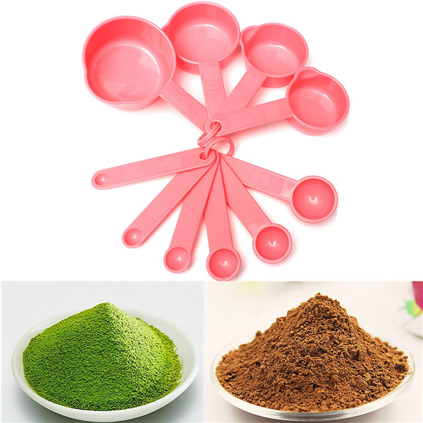 10pcs plastic measuring spoons cups tablespoon set tools for baking coffee for pink