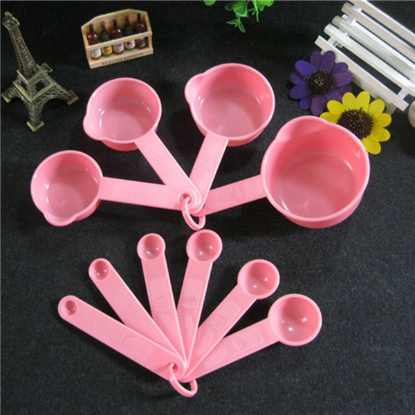 10pcs plastic measuring spoons cups tablespoon set tools for baking coffee for pink