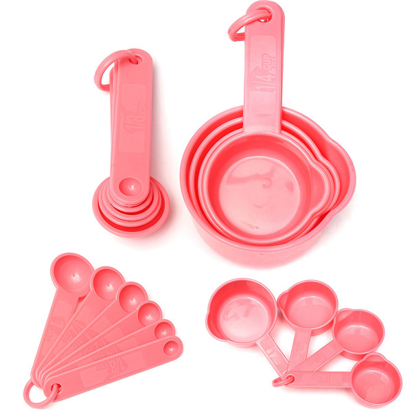 10pcs plastic measuring spoons cups tablespoon set tools for baking coffee for pink