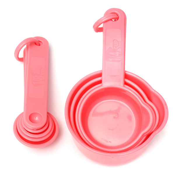 10pcs plastic measuring spoons cups tablespoon set tools for baking coffee for pink