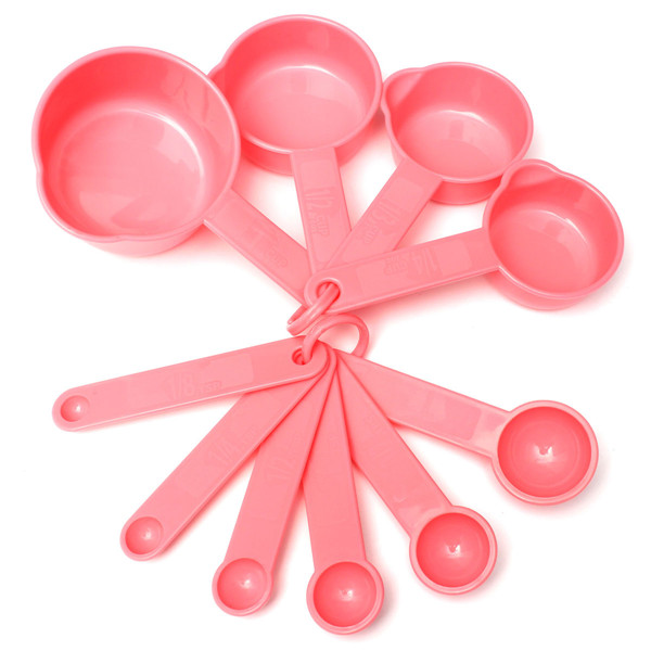 10pcs plastic measuring spoons cups tablespoon set tools for baking coffee for pink