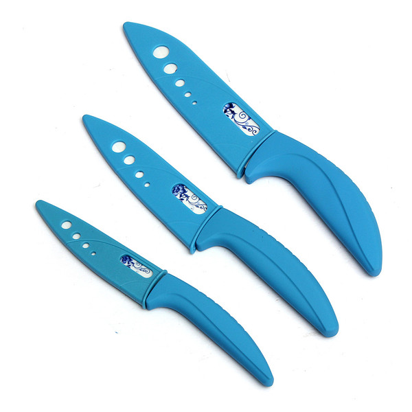 2015 high standard blue flower painted zirconia ceramic fruit kitchen knife set kit 3 4 5 inch + peeler+covers