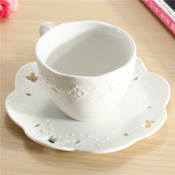 2015 new arrival japanese ceramic coffee cup + coaster and saucer suit butterfly relief coffee cup