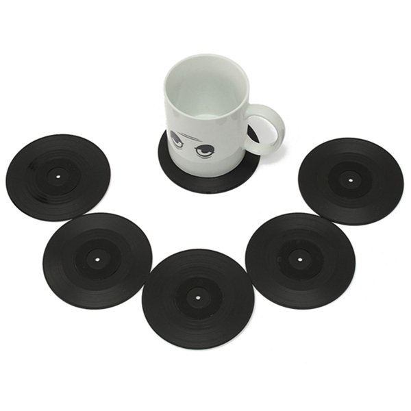 2015 new arrival set of 6pcs drink retro vinyl coffee drinking cup mug coaster placemat novelty