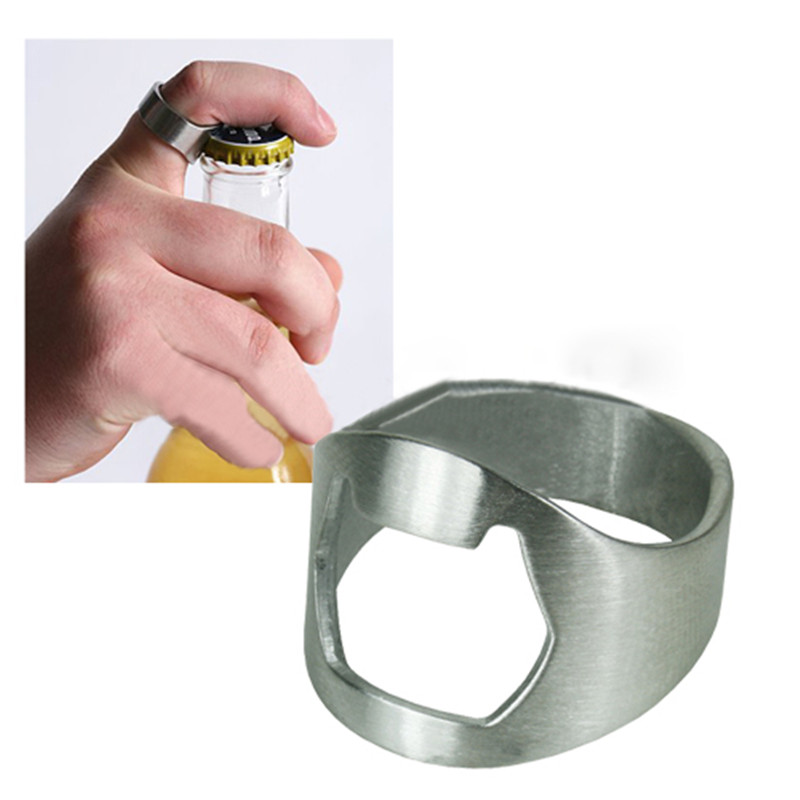 2015 new arrival special offer 1 pcs stainless steel finger ring bottle opener bar beer wine waiter pocket cooking tool silver