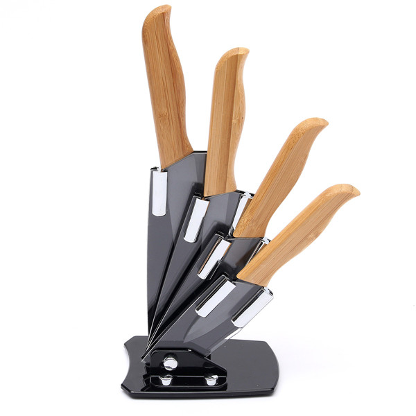 2015 new bamboo handle ceramic knife blade black suit exquisite kitchen knife with holder 2015 new bamboo handle ceramic knife blade black suit exquisite kitchen knife with holder
