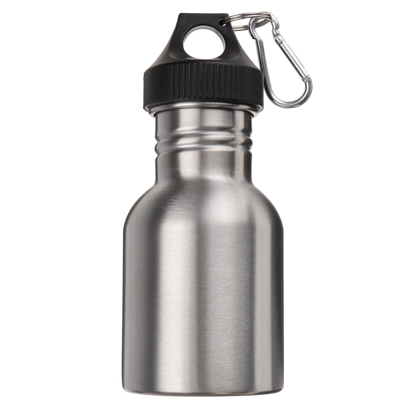 350ml stainless steel wide mouth water bottle with carry outdoor carabiner sporting water bottle water cup