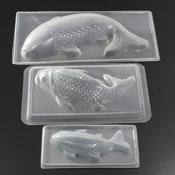 3pcs/set eco-friendly pp heat resistance koi fish mould jelly handmade sugarcraft 3d cake cookie chocolate mold diy tool kitchen