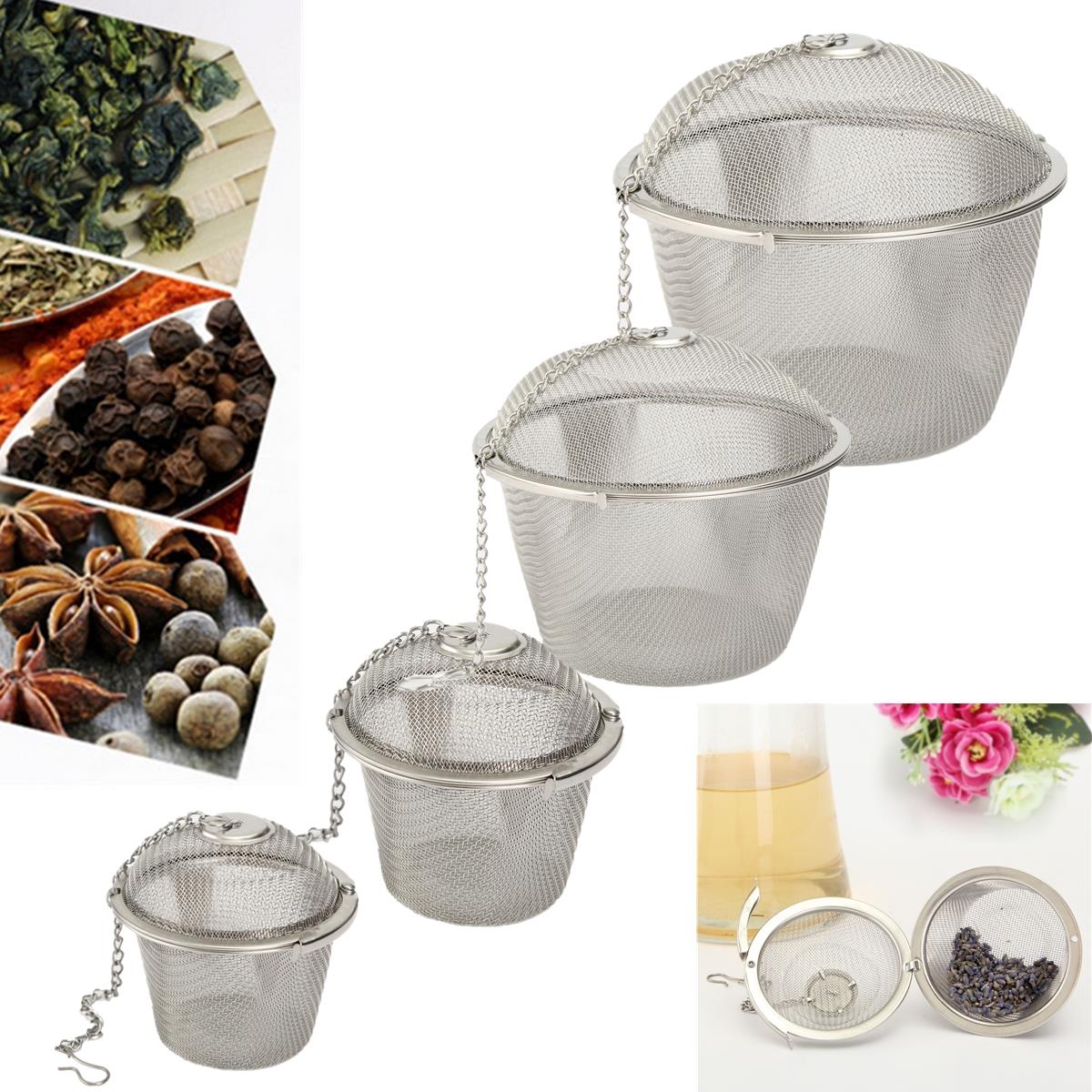 4.5cm silver reusable stainless mesh herbal ball tea spice strainer teakettle locking tea filter infuser spice s size