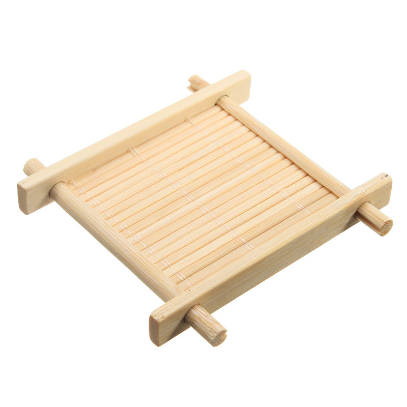 4pcs bamboo tea cup mat square handmade cup mat for kungfu tea set classic coasters pastoral tea tools home decoration