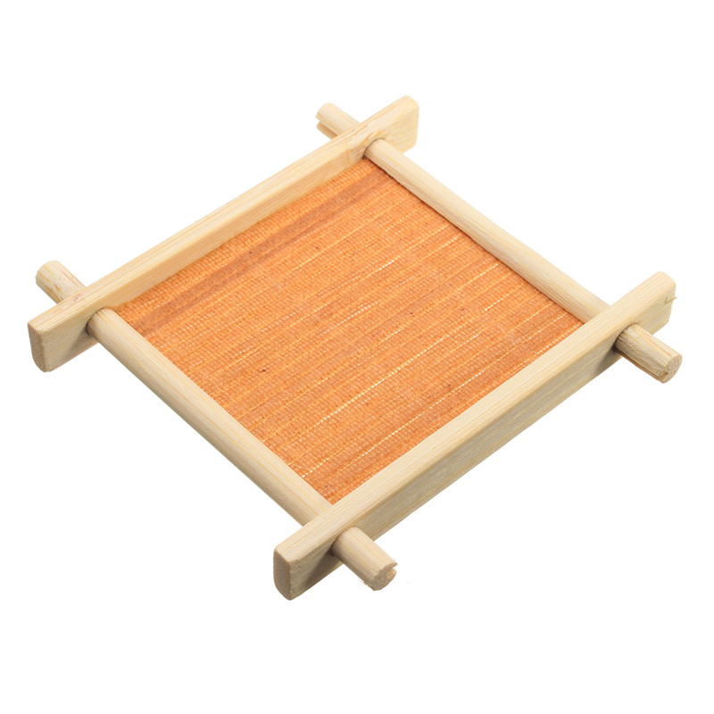 4pcs bamboo tea cup mat square handmade cup mat for kungfu tea set classic coasters pastoral tea tools home decoration