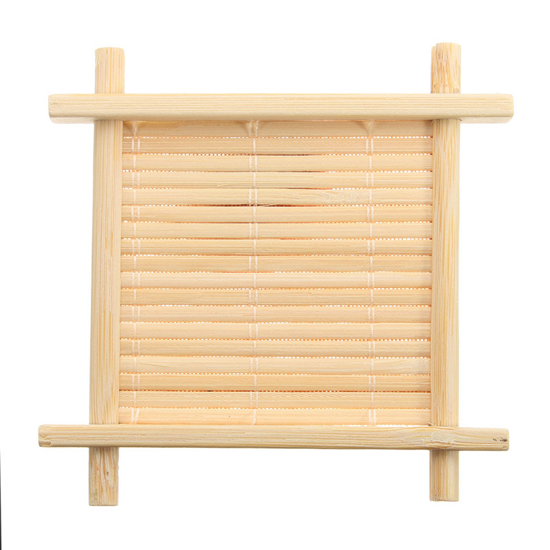 4pcs bamboo tea cup mat square handmade cup mat for kungfu tea set classic coasters pastoral tea tools home decoration