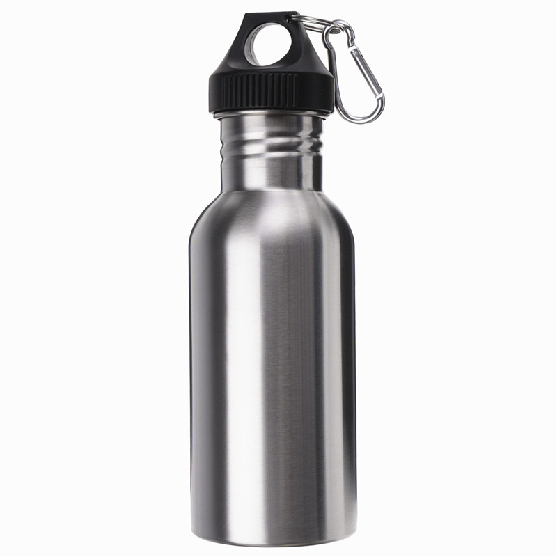 500ml stainless steel wide mouth water bottle with carry outdoor carabiner sporting water bottle water cup