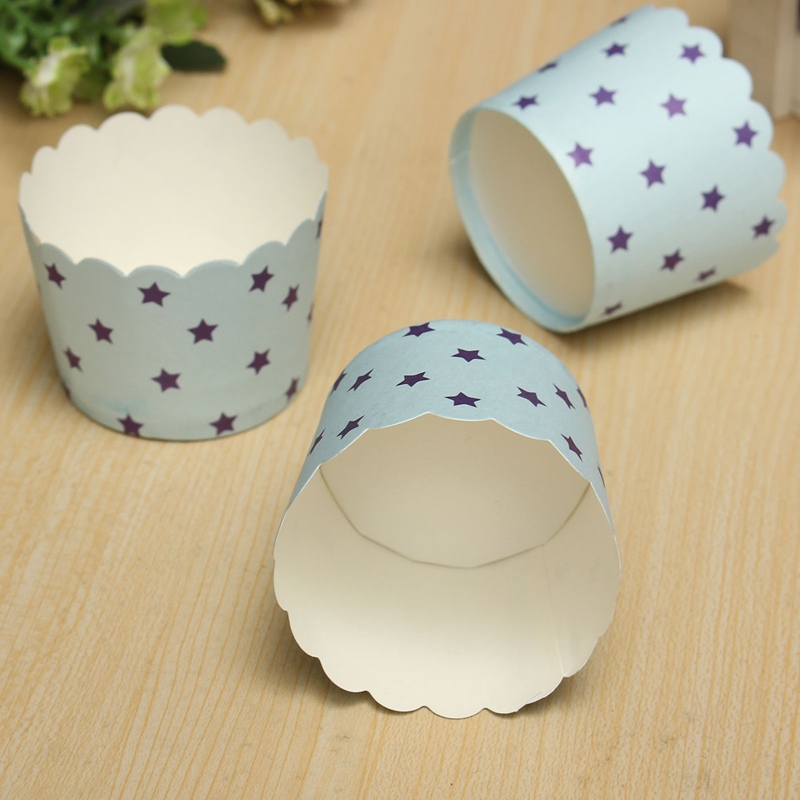 50pcs multicolor star paper cupcake liners muffin cups cases diy cupcake mold cake cooking cups d 60mm*h46mm
