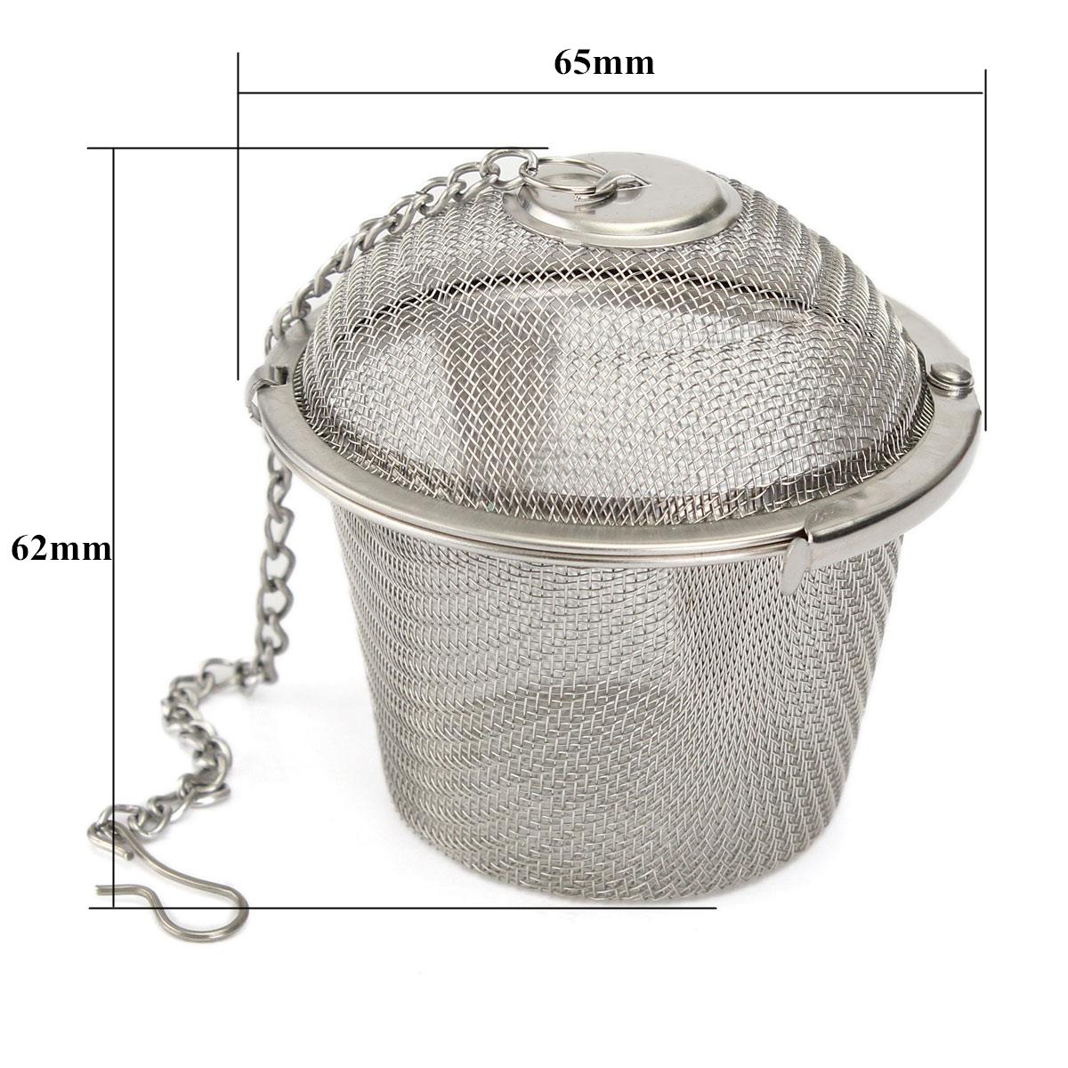 6.5cm silver reusable stainless mesh herbal ball tea spice strainer teakettle locking tea filter infuser spice m size