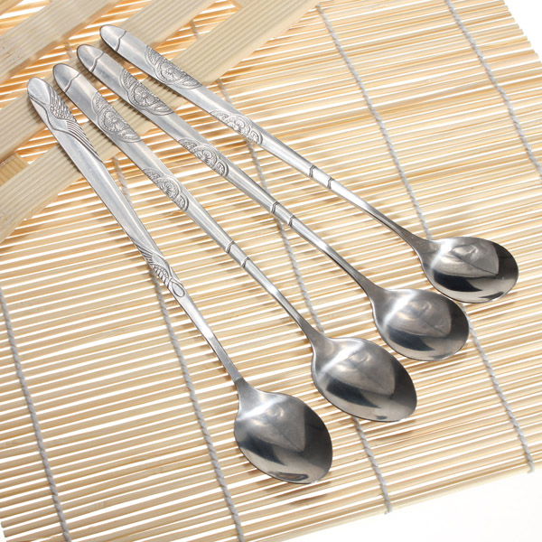 6pcs stainless steel spoons for ice cream coffee cocktail teaspoons soup tea mixer