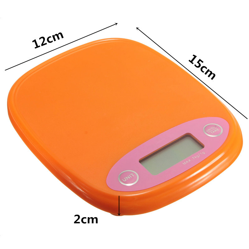 7kg/1g orange durable portable electronic digital lcd household kitchen food diet postal scale weight balance gram backlight