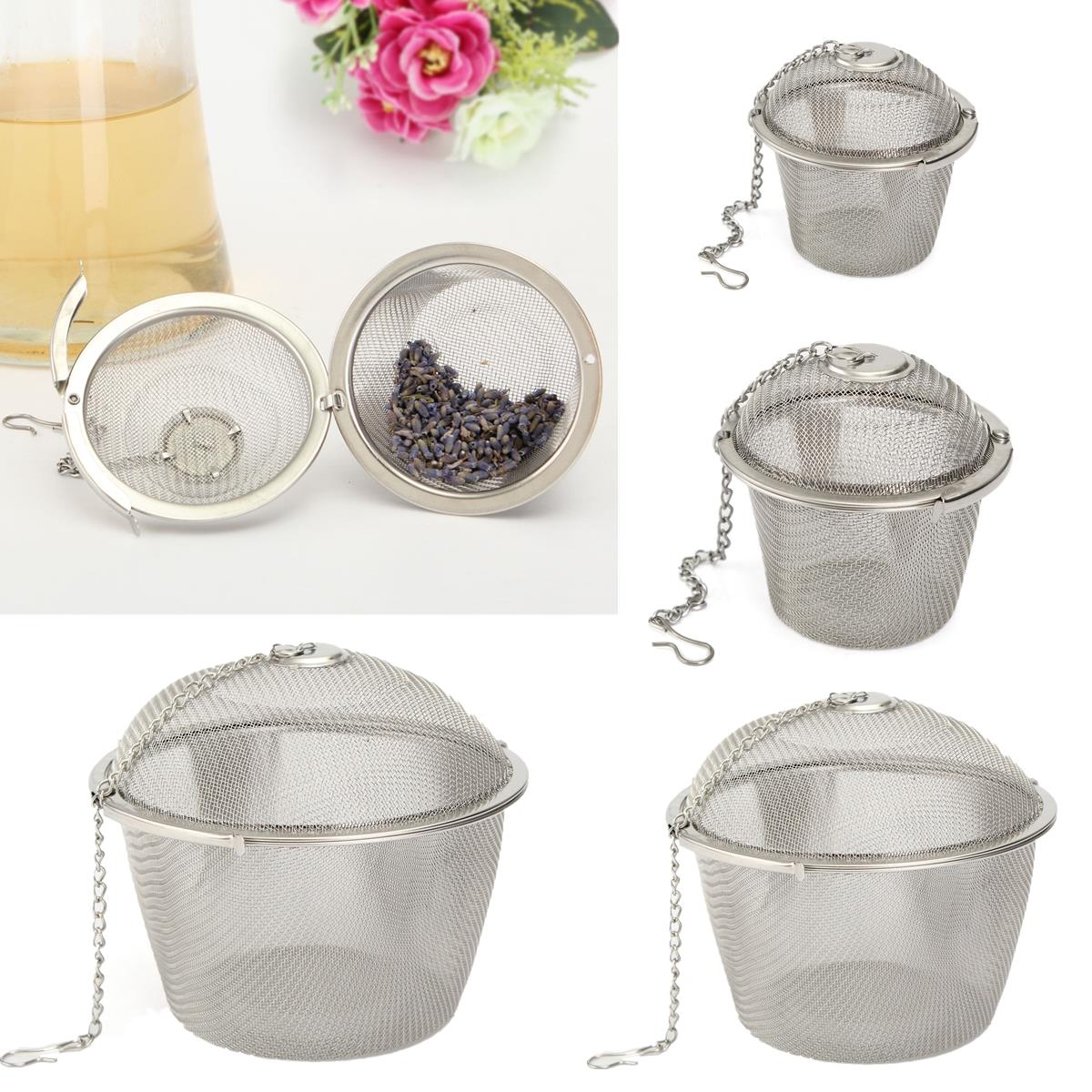 brand new 8.5cm silver reusable stainless mesh herbal ball tea spice strainer teakettle locking tea filter infuser spice