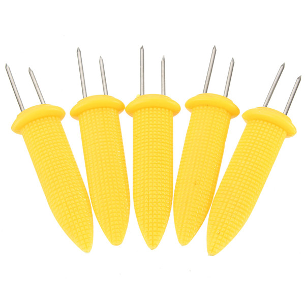 brand new 8pcs jumbo corn on the cob holders skewers prongs kitchen tool for barbecue yellow