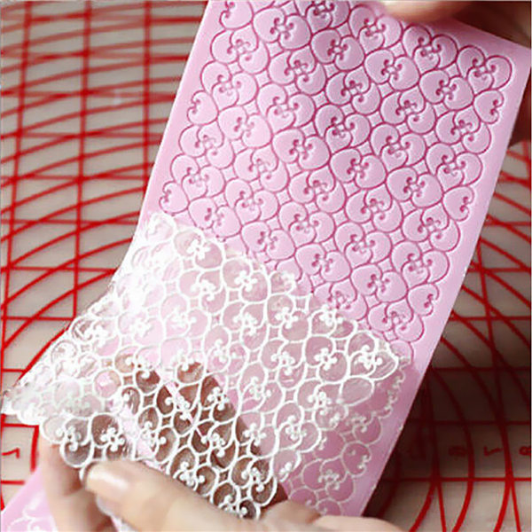 brand new for pink silicone lace embossed mold mould handmade fondant cake decorating kitchen diy tool