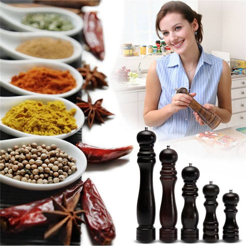 brand new high standard 1pc wooden manual salt pepper grinder mill stainless steel bottle grinding tools milling cutter