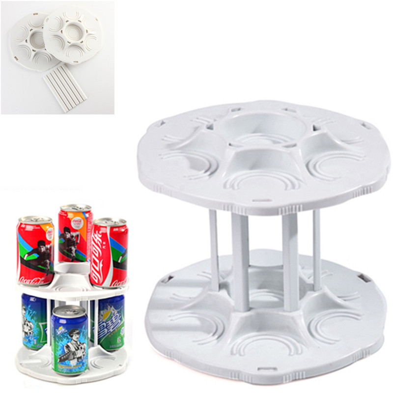 brand new household creation bottle shelf cabinet two tier spining coke holder/shelving canned/beverage rotating rack